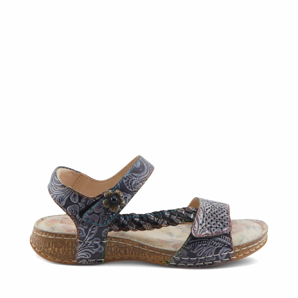 Spring Step Women's Popular Sandal in Black Multi Layered Cushion