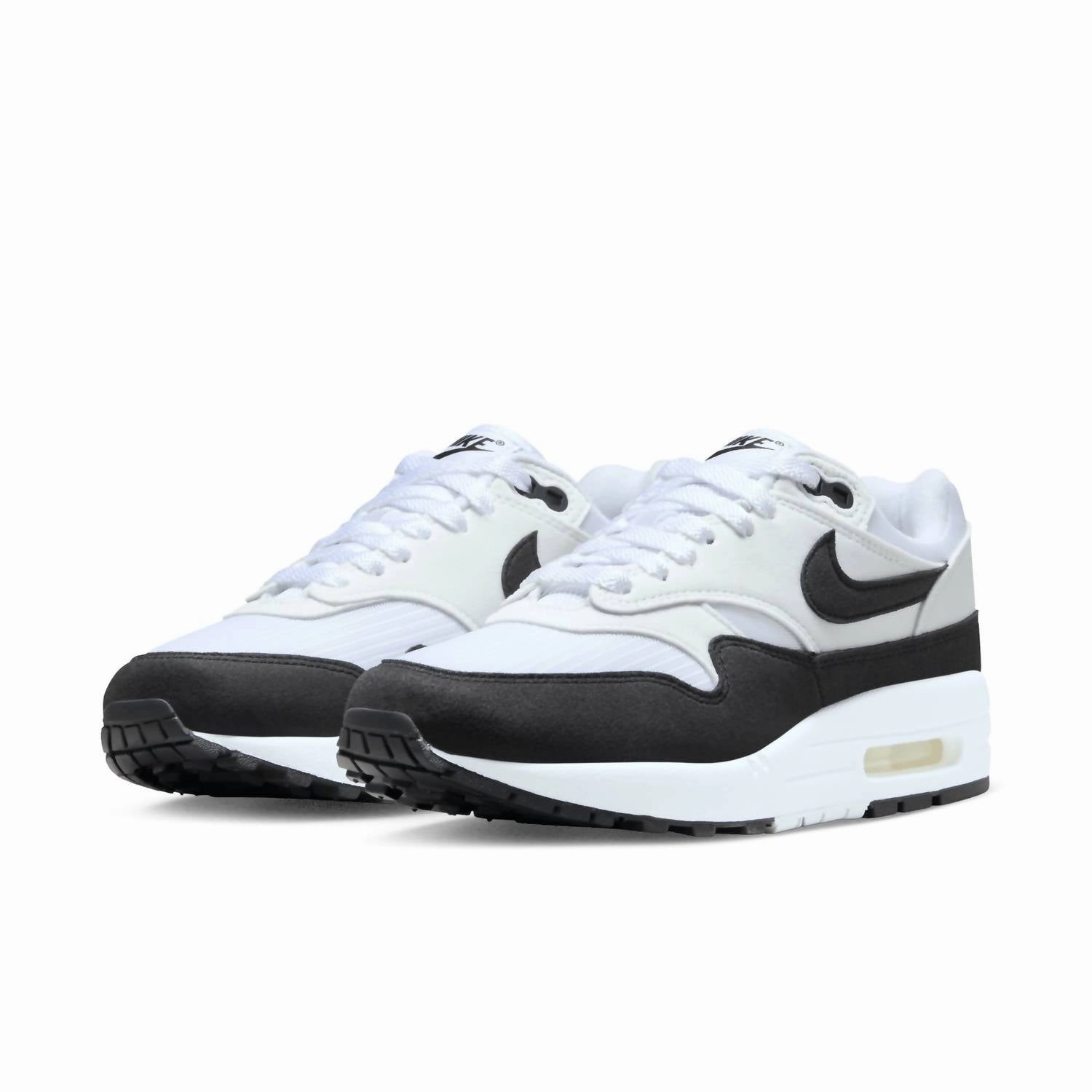 Women's Air Max 1 Sneakers In White Black Non Slip Lacing Non Slip Lacing System