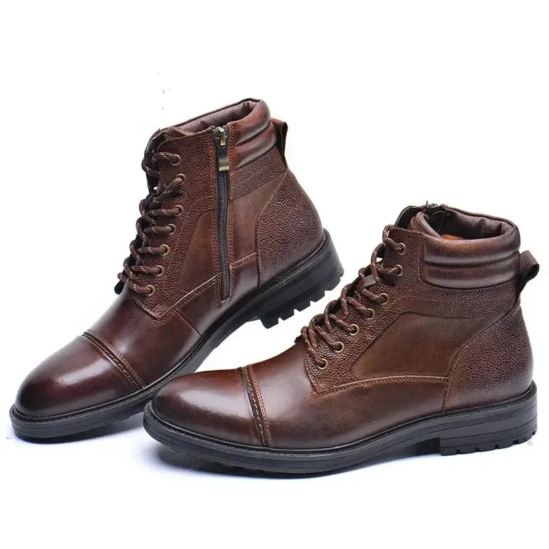 Ufficio 2 - Classic men's leather boots with zipper Heel Pad