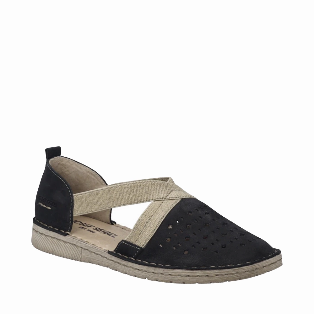 Josef Seibel Women's Sofie 44 Cross Strap Slip On in Black Winter Ready Street Casual