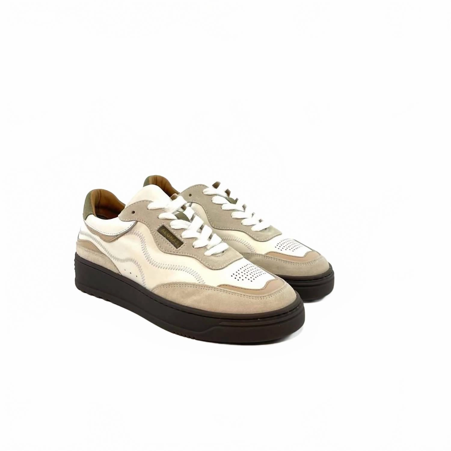 Vintage Leather Sneakers In Beige Olive All Ride Slip Assist