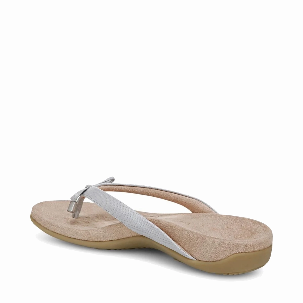 Reinforced Heel Counter Food Tour Vionic Women's Bella II Toe Post Flip Sandal in Vapor Gray