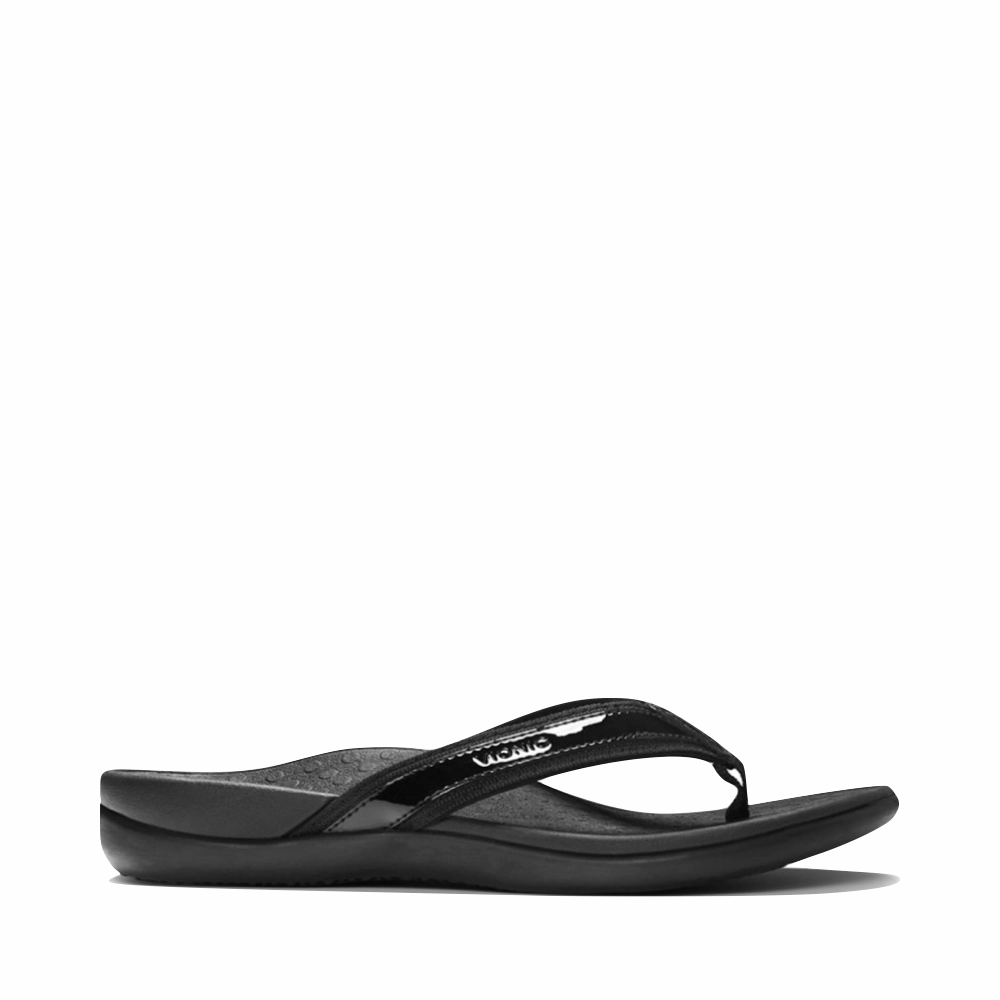 Vionic Women's Tide II Flip Sandal in Black Urban Feel Log Path