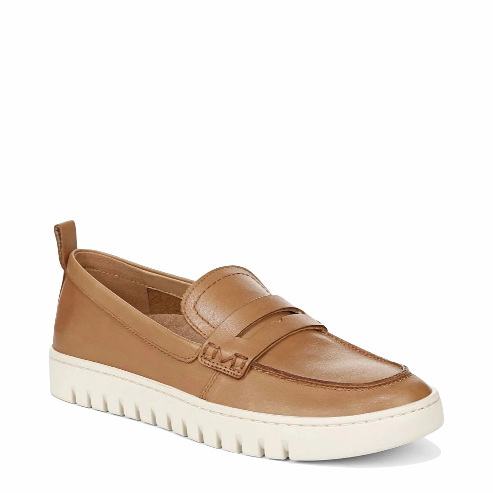 Vionic Women's Uptown Smooth Leather Loafer in Camel Vine Hike Walking Friendly