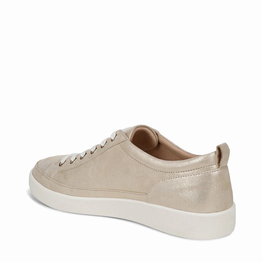 Foot Motion Calm Grey Vionic Women's Winny Leather Tie Sneaker in Gold