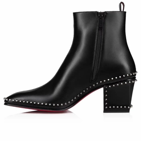 POX Rhine - Rhinestone High-heeled Red bottom booties for women Leather Love Rooftop Vibe