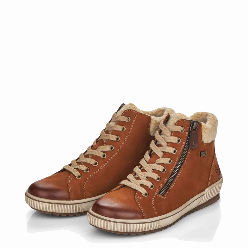 Remonte Women's Maditta 70 Waterproof Side Zip Lace Boot in Brown Day To Night Sandals style