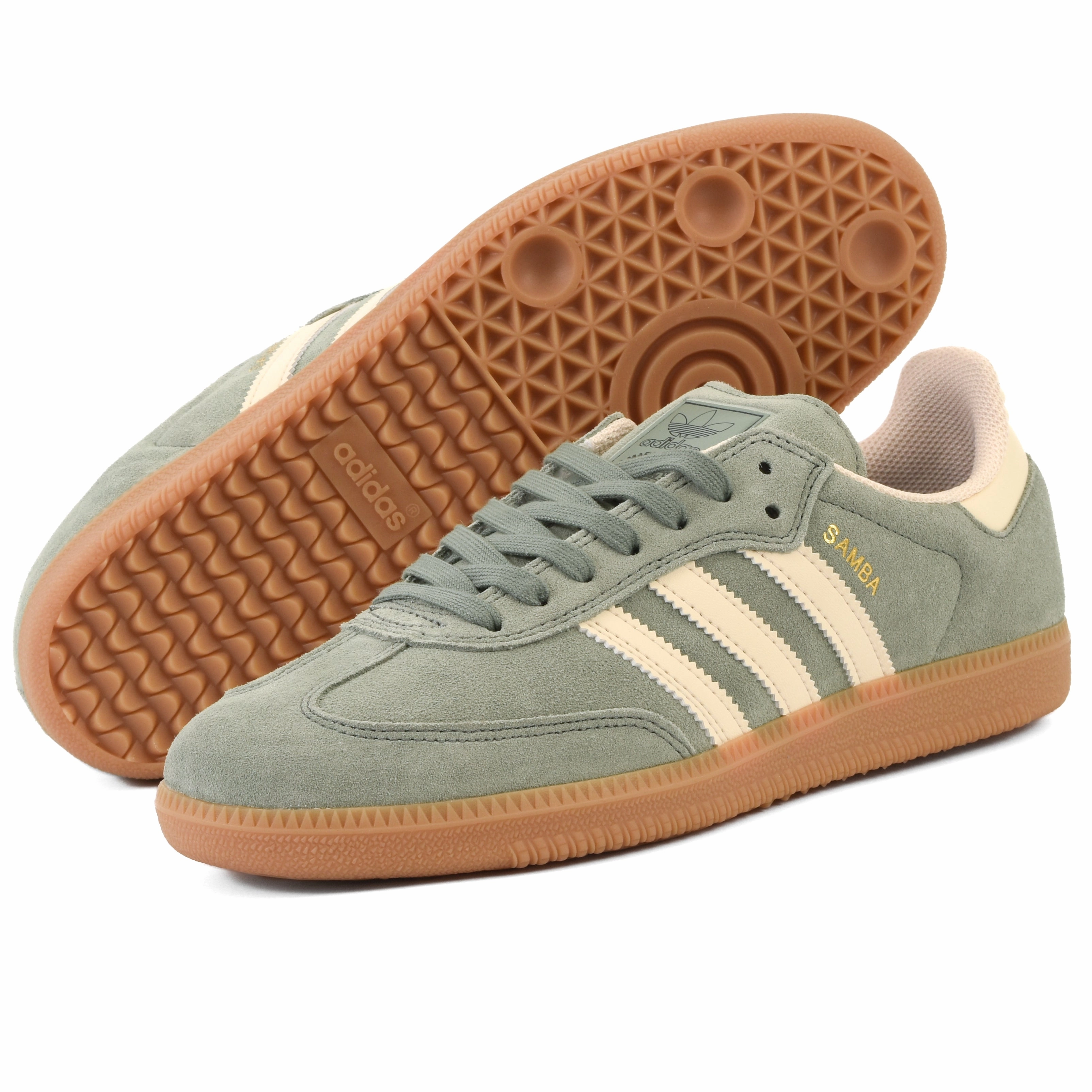 Adidas - Samba ADV (Silver Green/Wonder White/Gold Metallic) Wear   Resistant product - differentiation