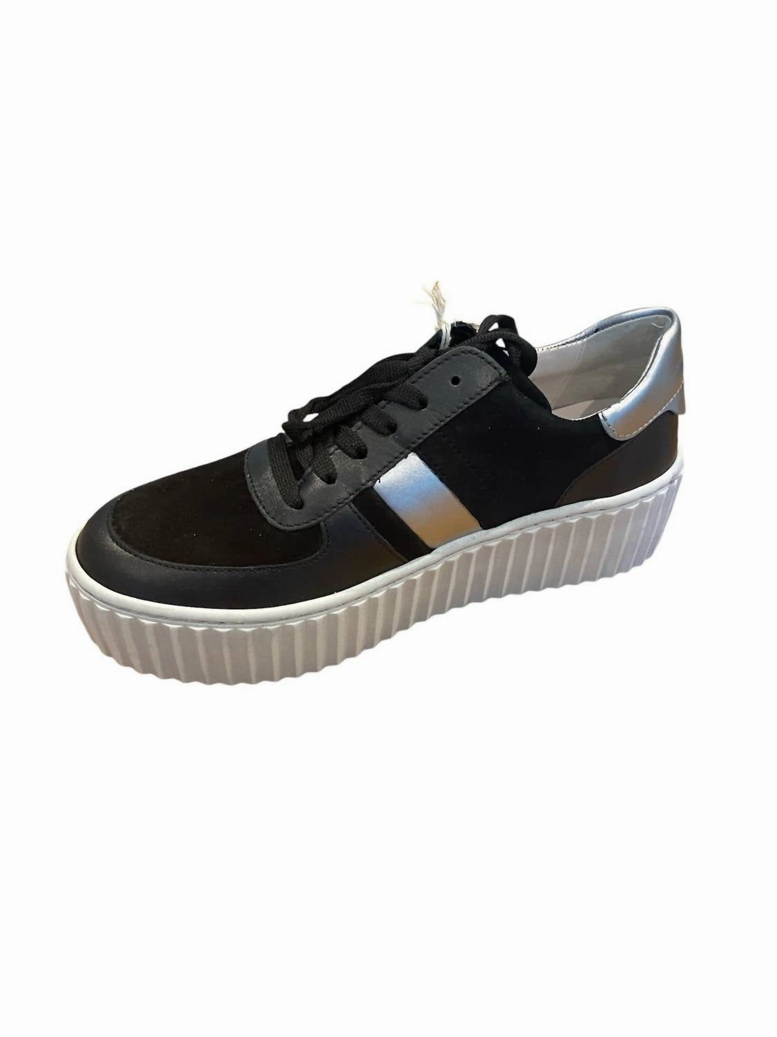 Women's Platform Sneakers In Black/silver Non-marking sole Long Wear