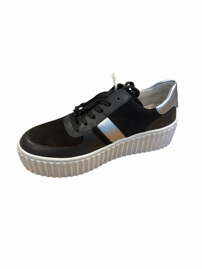 Women's Platform Sneakers In Black/silver Shock Dispersing Hexagons AdjustableFit