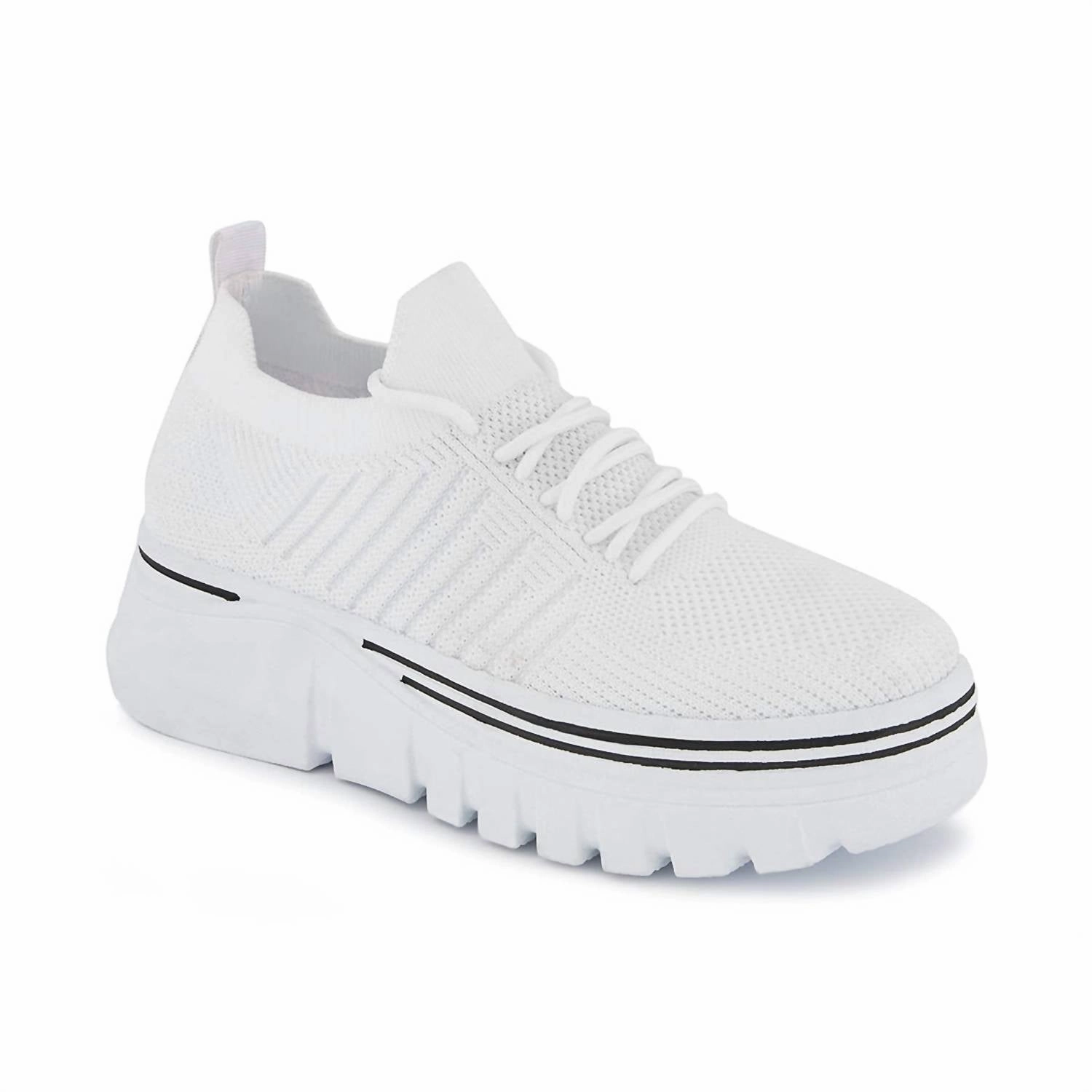 Wear Resistant Outsole Women's Platform Sneakers In White