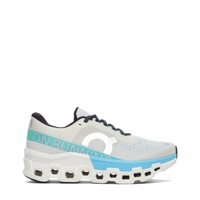 On Women's Cloudmonster 2 Sneaker in Cream/Horizon Blue Eco Material Flat Design