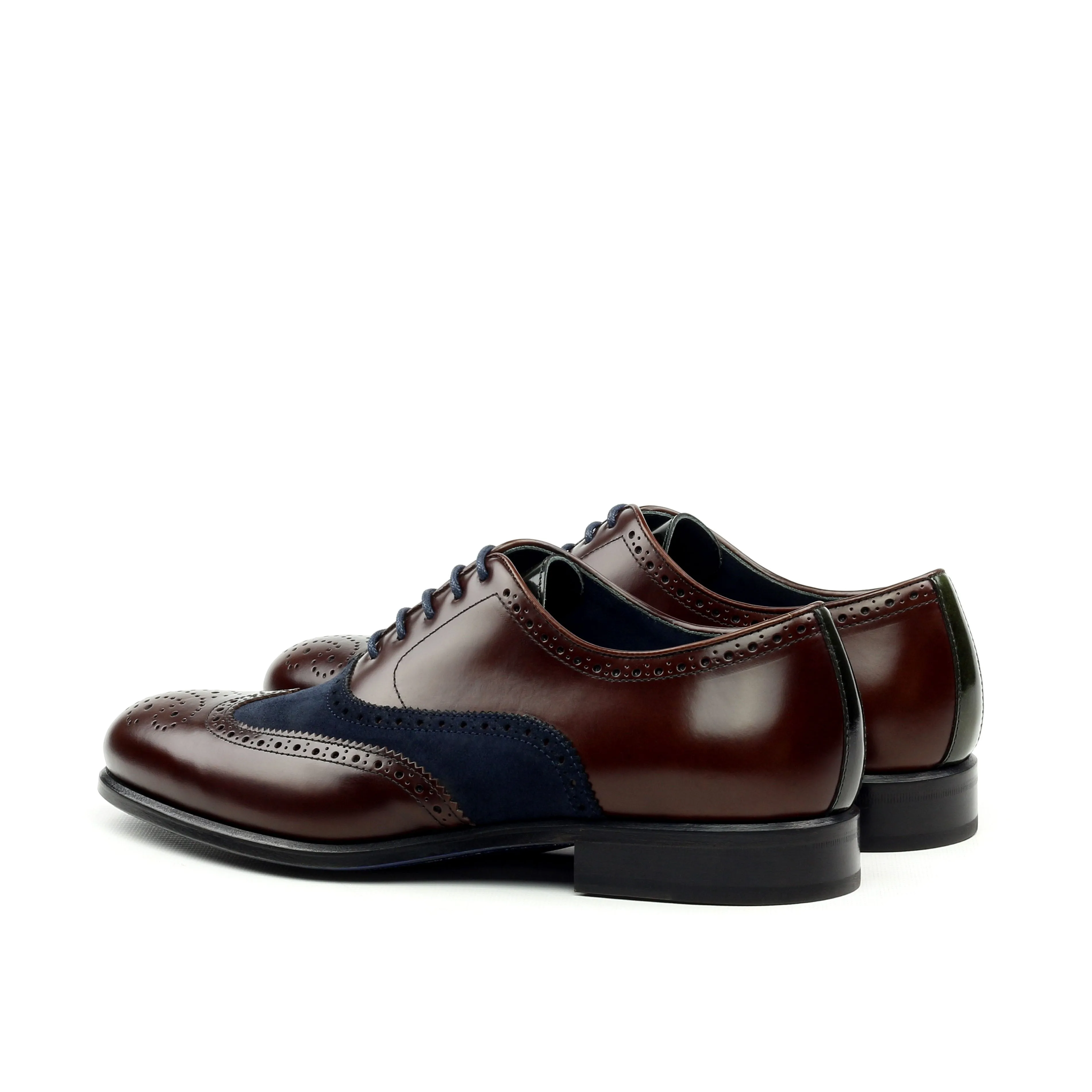 Azul -  Coffee Brown Wingtip Oxford. full Brogue, Blue Suede Highlights and blue bottom sole Classic Edge Urban Executive