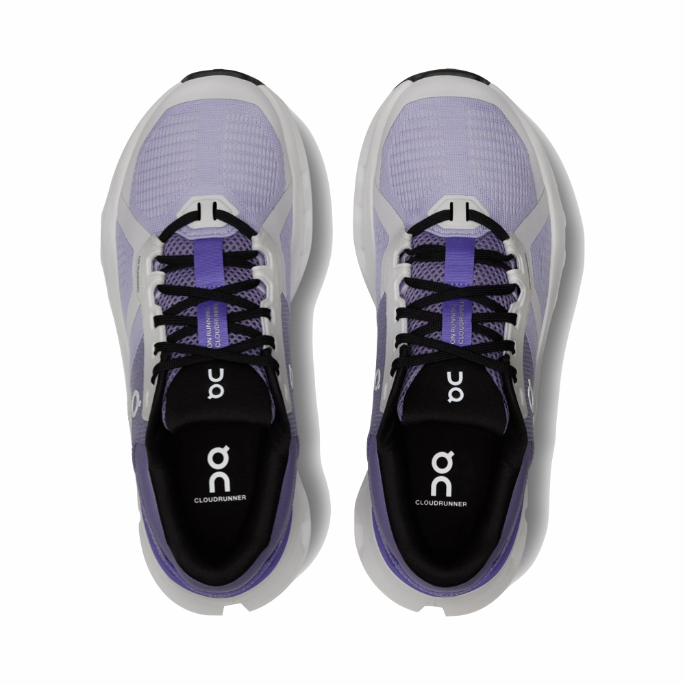 On Women's Cloudrunner 2 Sneaker in Nimbus/Blueberry Smart Pair Explore Move
