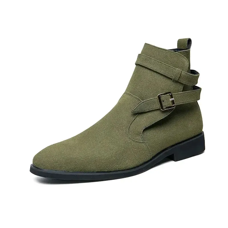 Wibo - Fashion suede leather boots for men with buckle/belt detail Reliable Balance