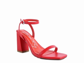 Balanced Step La Muzza -  Red Block Heel Ankle Strap Sandals For women