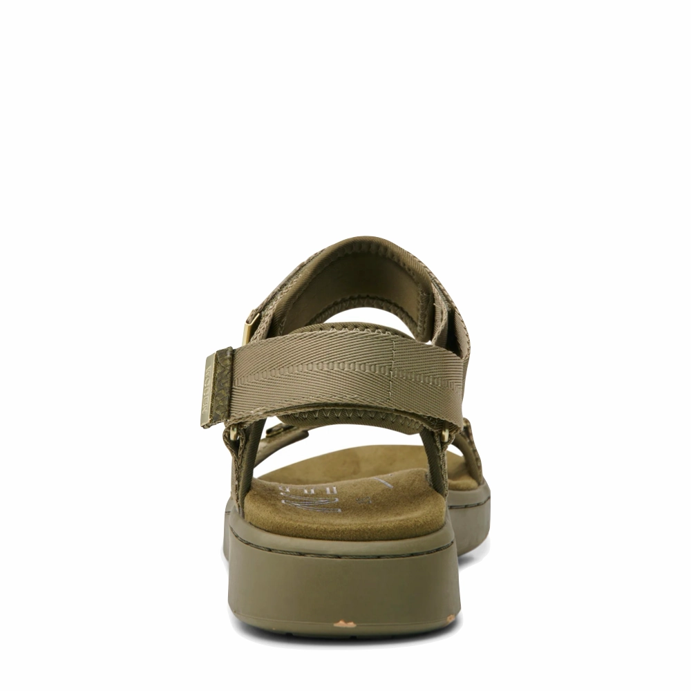 City Step Woden Women's Line Strap Sandal in Dark Olive