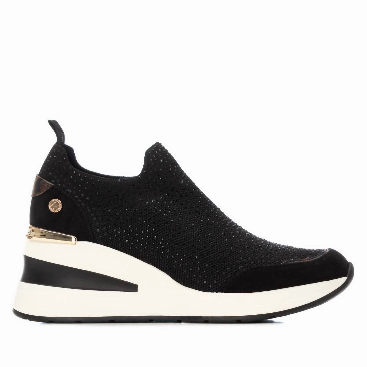 Slip Resistant Pattern Women's 144385 Round Toe Sneakers In Black