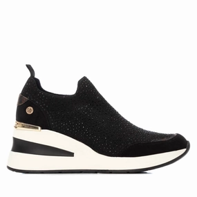 Women's 144385 Round Toe Sneakers In Black Bounce Support Breathable side