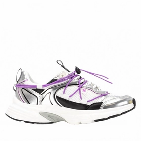 Grip Enhancement Rugged Terrain Women's 144534 Round Toe Sneakers In Silver