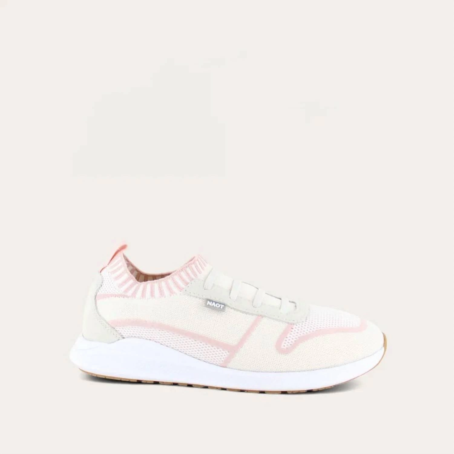 Women's Adonis Slip On Sneakers - Medium In White/pink Knit Fresh Design StretchableMaterial