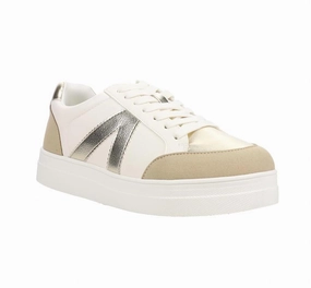 Women's Astra Sneakers In White/gold Soft Form Impact Dispersing Geometries