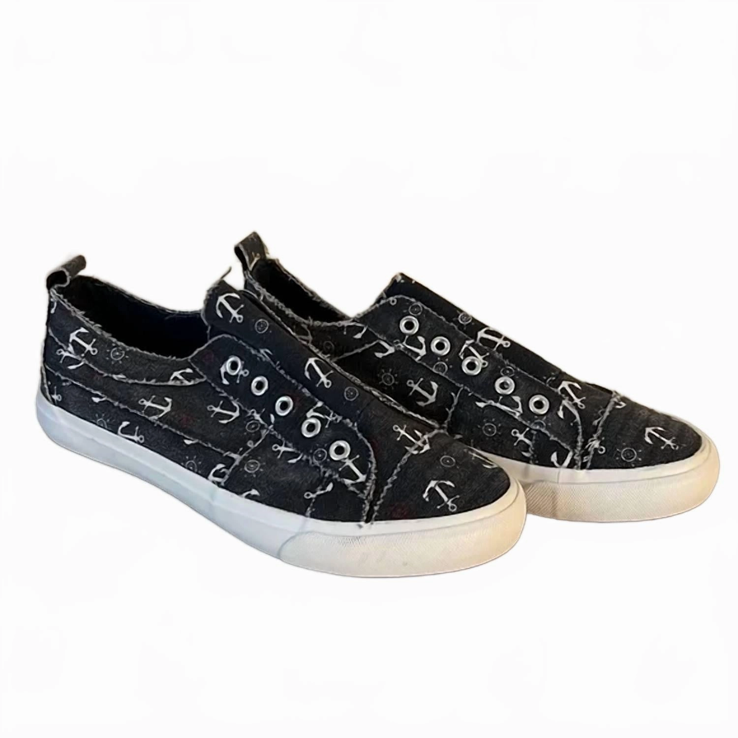 Women's Babalu Anchors Shoes In Navy Blue Bold Color Scheme Travel Wear