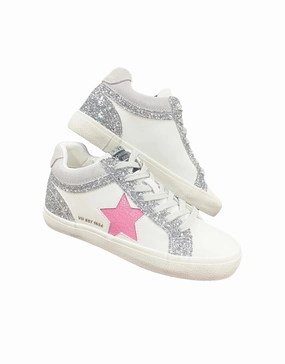 Women's Bounce High Top Sneaker In White/glitter Multi High Arch Shock Diffusing Heel