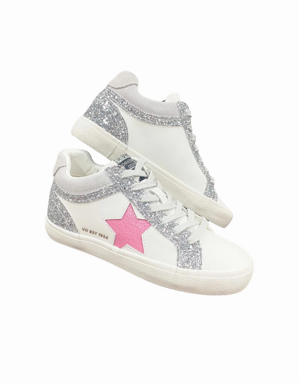 Women's Bounce High Top Sneaker In White/glitter Multi High Arch Shock Diffusing Heel