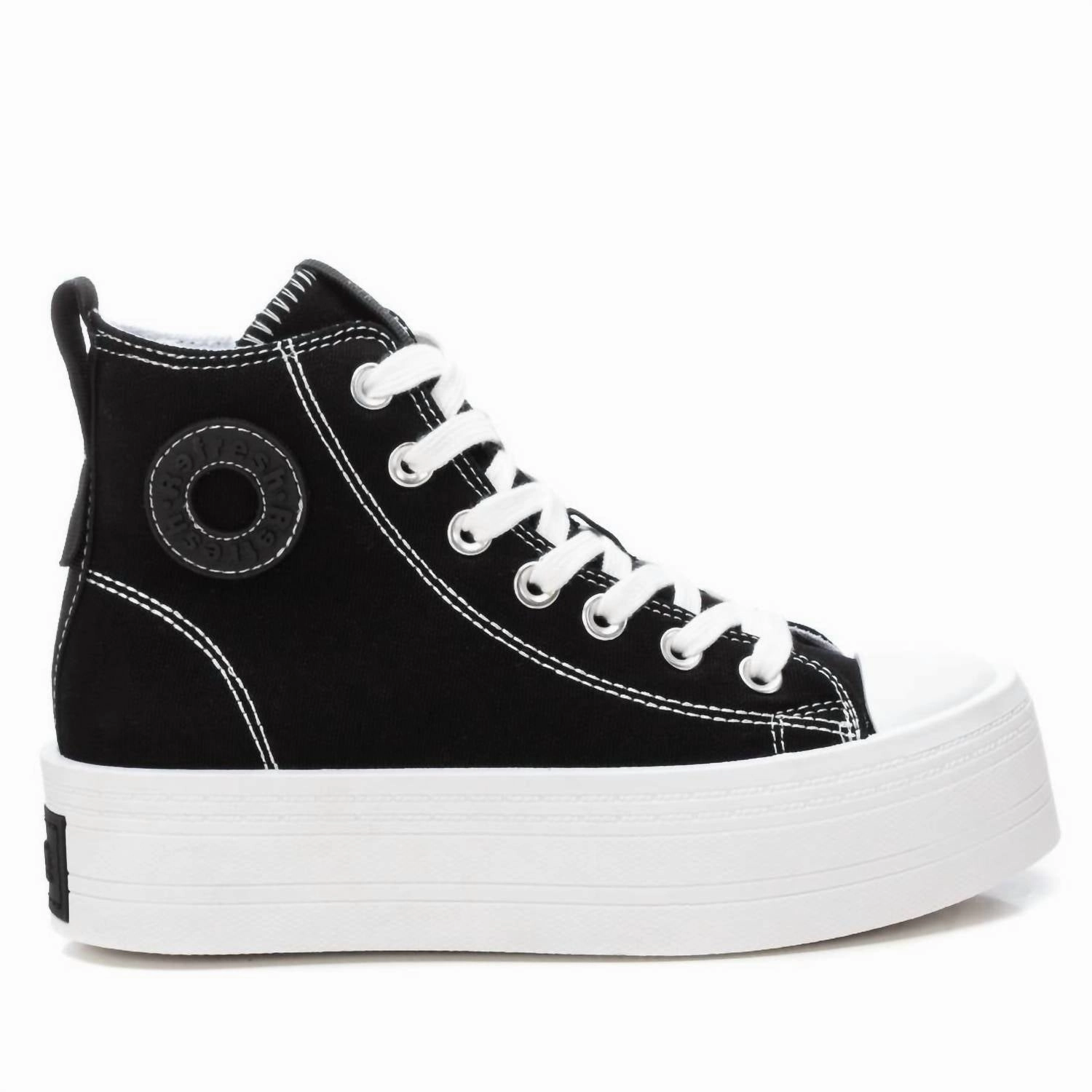 Contemporary Chic Women's Canvas High Top Sneakers In Black