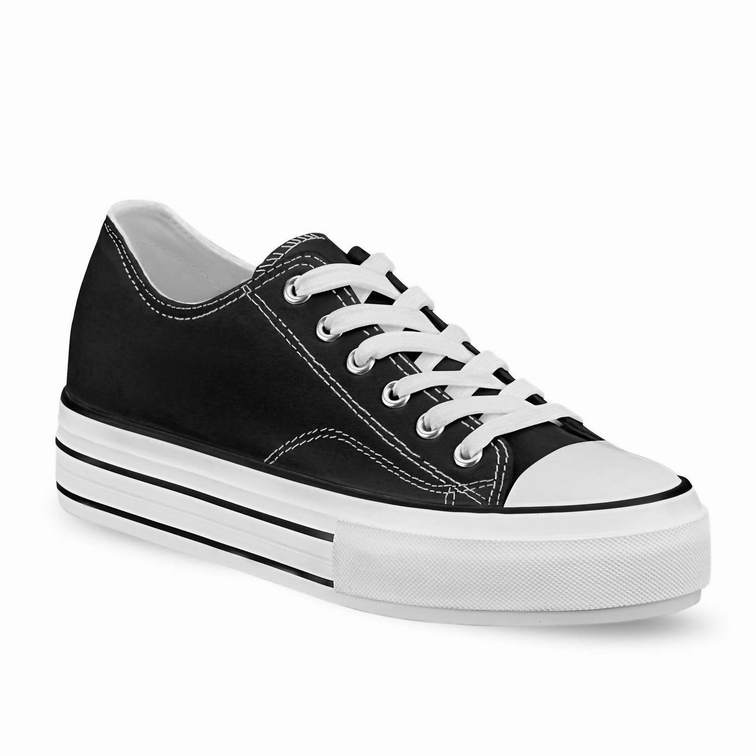Women's Canvas Sneakers Platform In Black Eco Performance