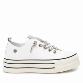 Women's Casual Platform Sneakers In White Cross Walk Basic Tone
