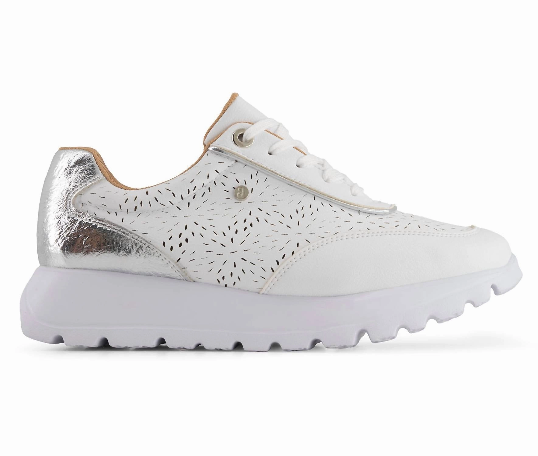 ArchSupport Outdoor Performance Women's Casual Sneakers With Laser Cut Pattern In White