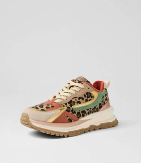 Women's Color Block Platform Sneakers In Leopard Maximum Support