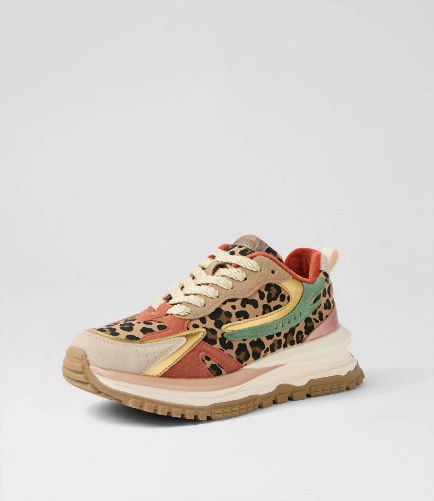 Sturdy Outsole Women's Color Block Platform Sneakers In Leopard