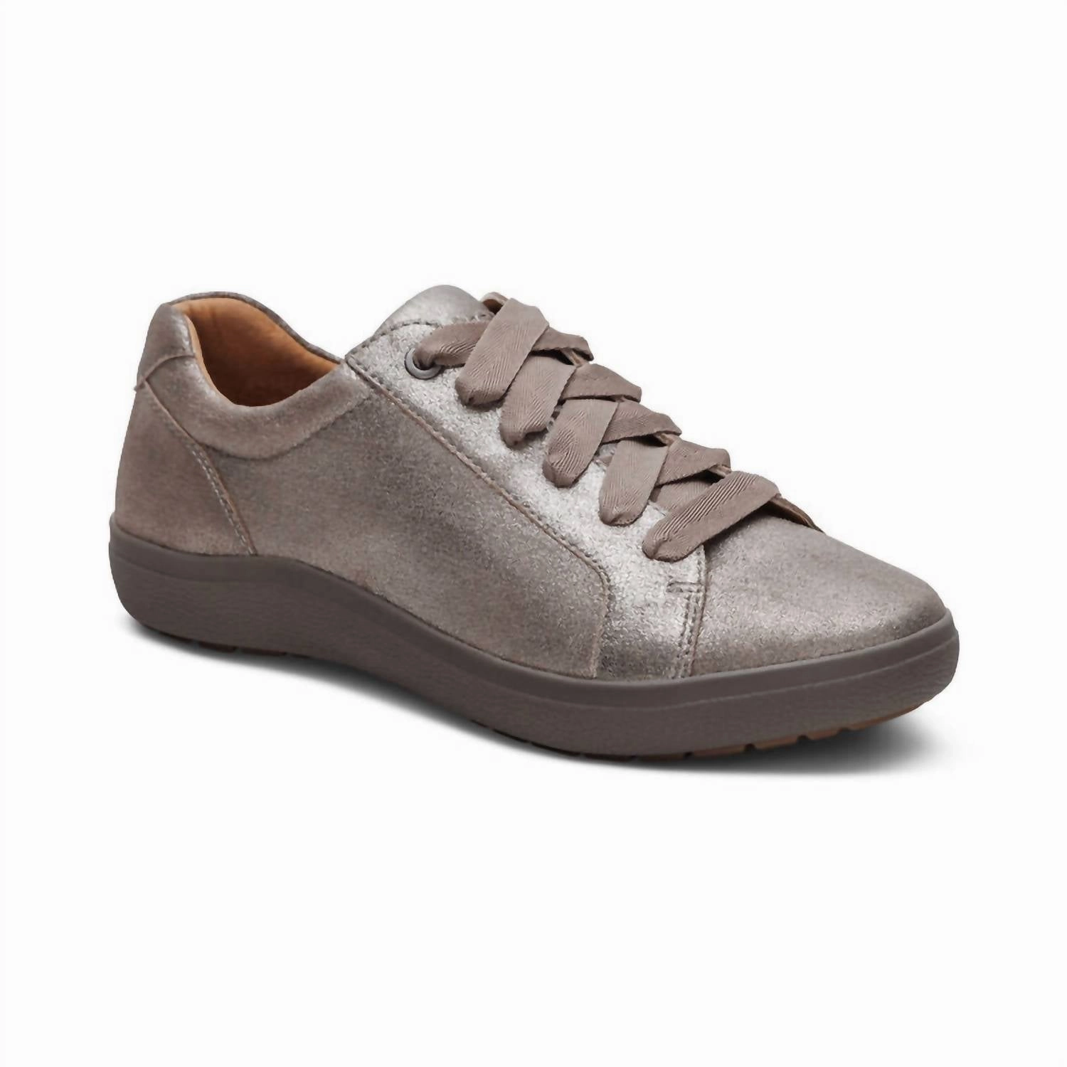 Flexible Toe Box Women's Courtney Lace-Up Sneakers In Brushed Silver