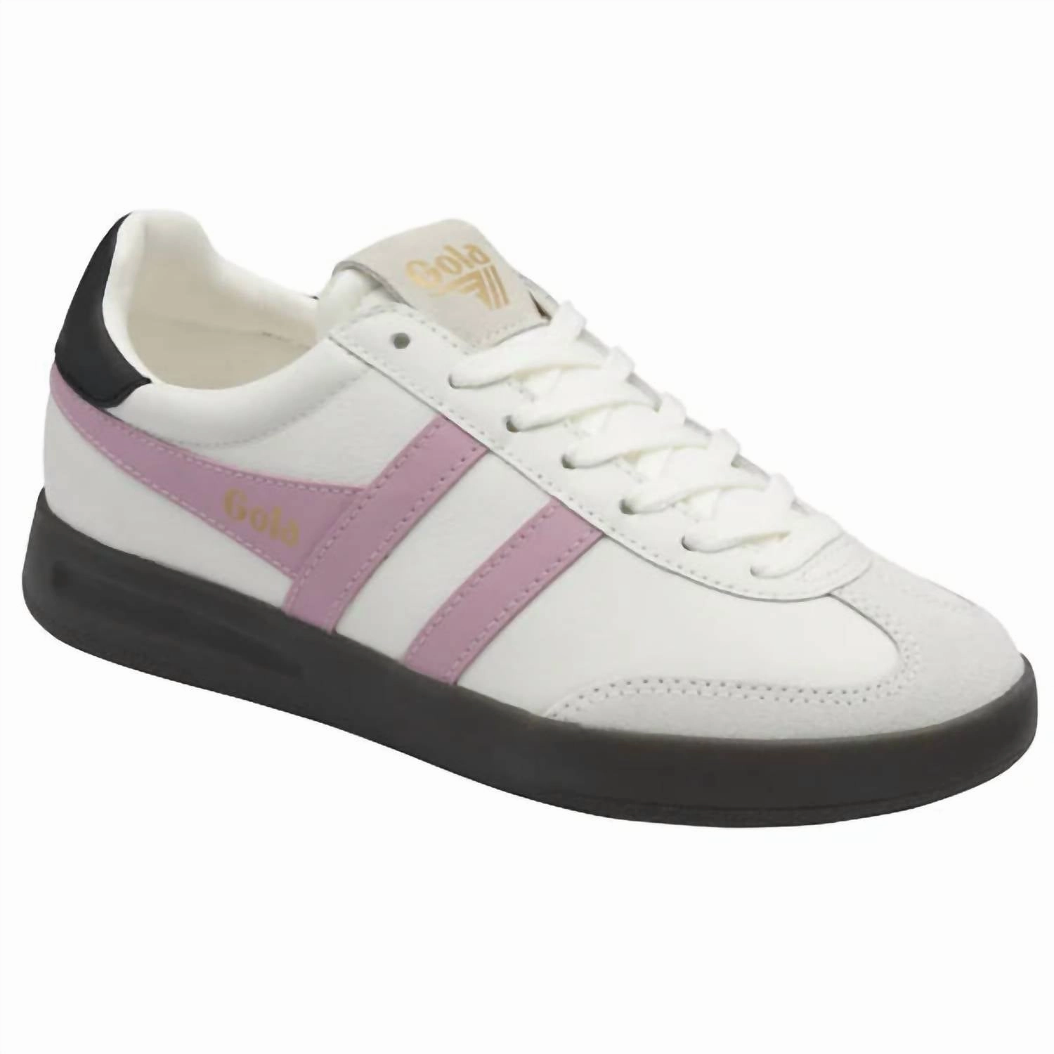 Women's Cyclone Leather Trainer Sneakers In White/candy/black/dark Gum Flexible Arch Hyperelastic Frame