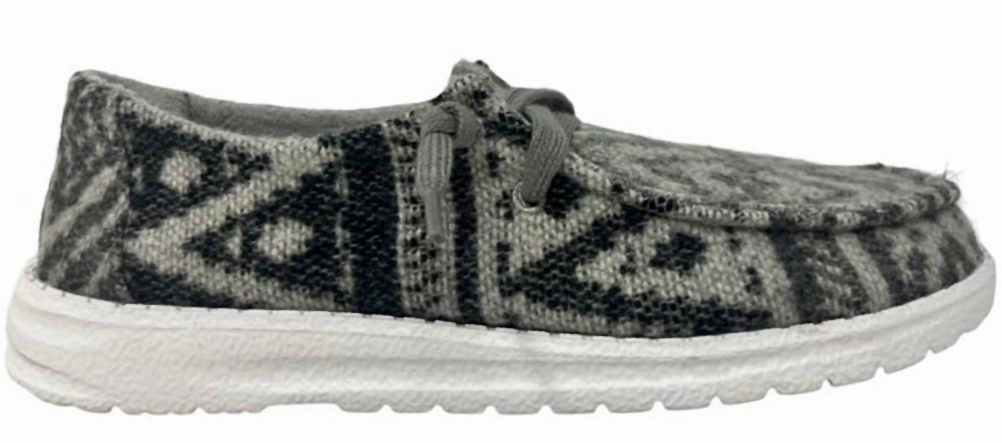 Women's Ellis Aztec Casual Shoe In Grey Flexible Torsion