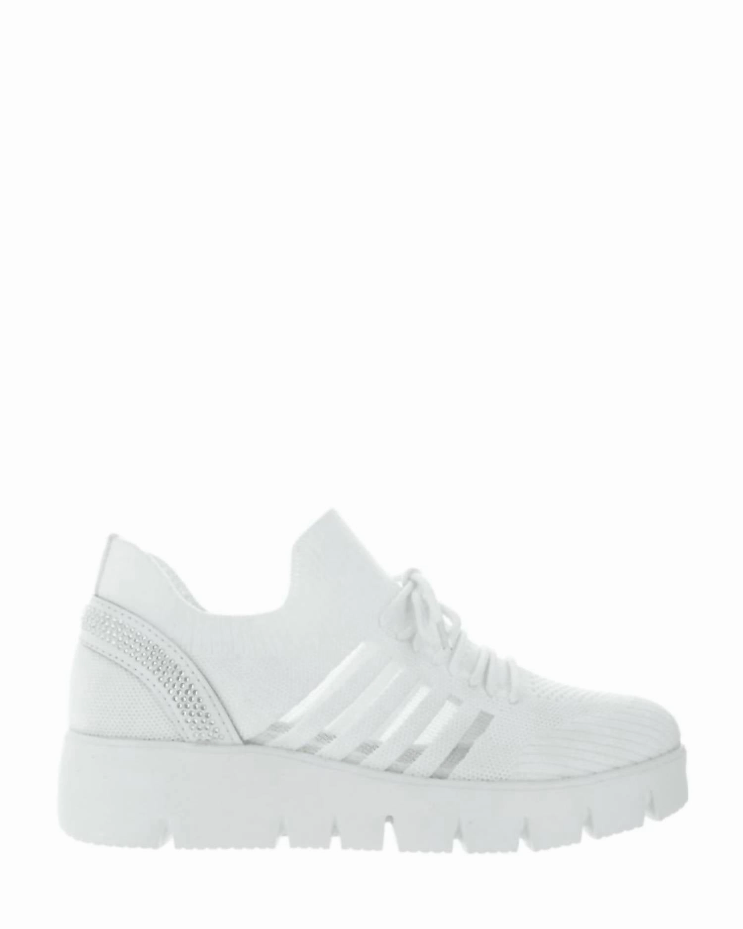 Quick Travel Ankle Ease Women's Fx Bernie Crystal Sneaker In White