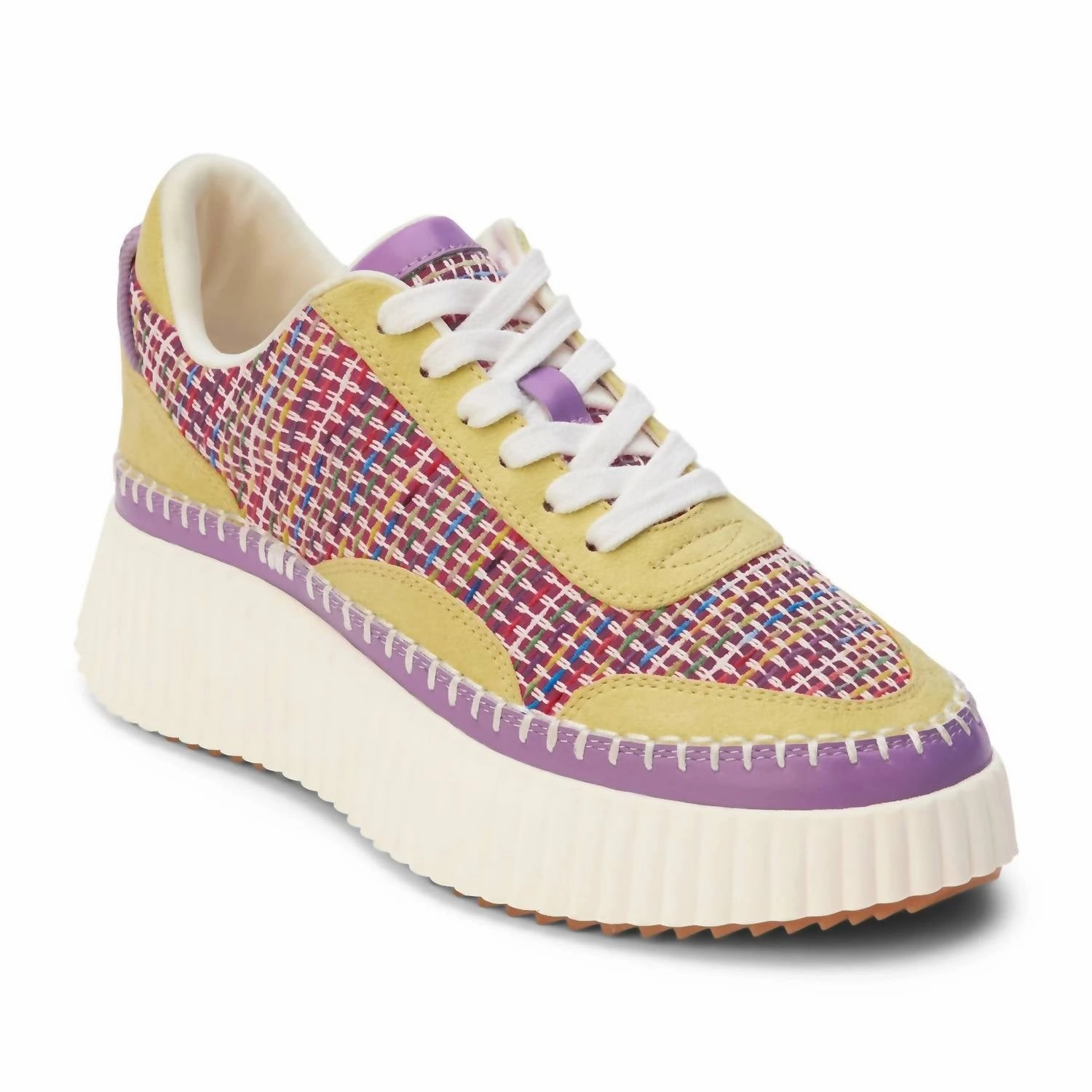 Cushion max Traction Control Women's Go To Platform Lace Up Sneaker In Yellow Multi
