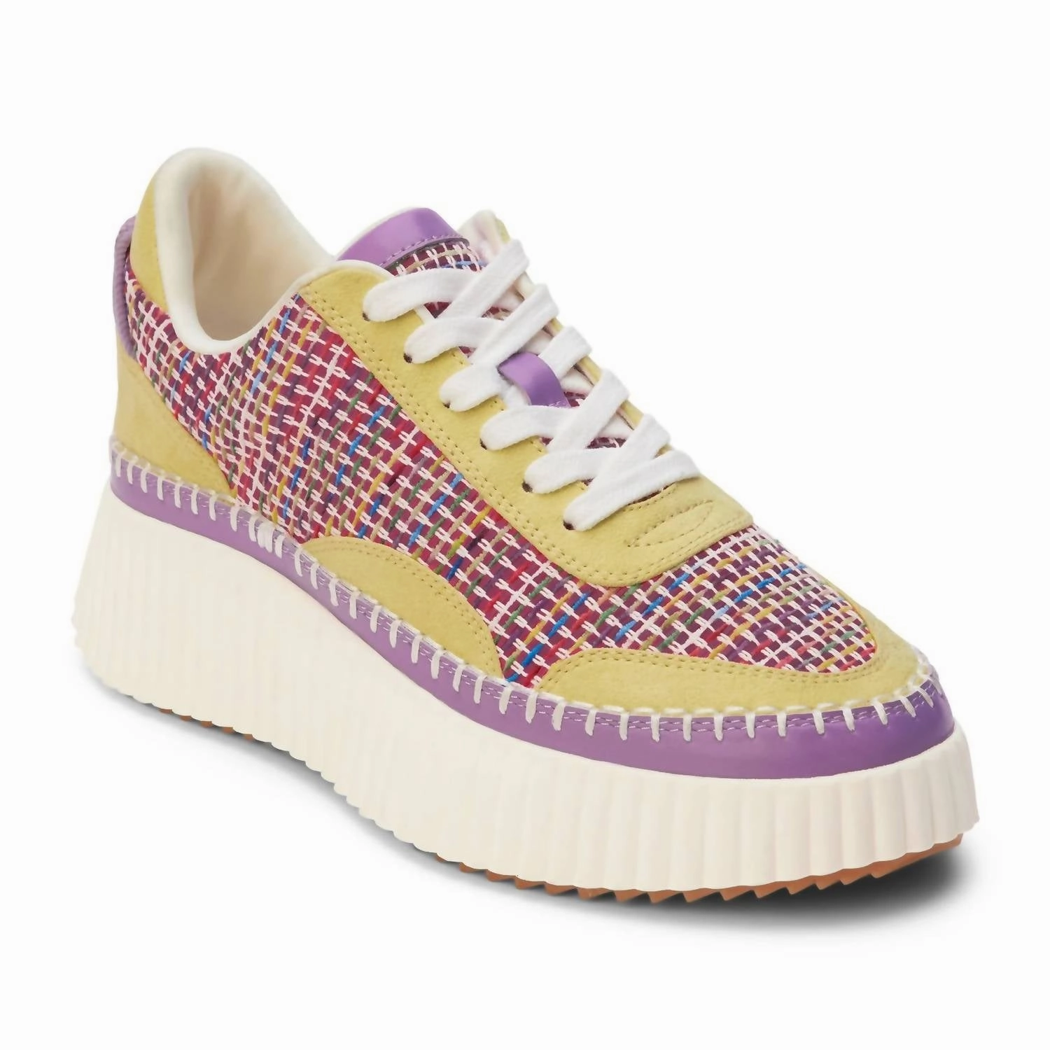 Women's Go To Platform Lace Up Sneaker In Yellow Multi Flexible Torsion System Smooth Balance