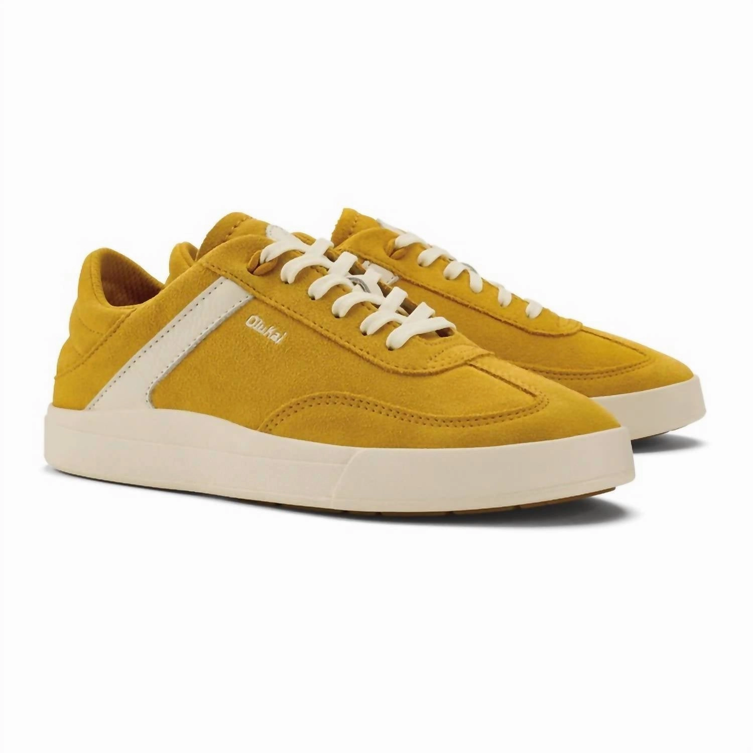 Lateral Stability Guide Women's Haupu Leather Sneakers In Mustard/off White