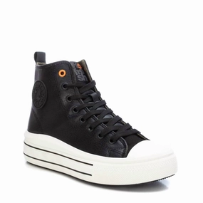 Women's High-Top Sneakers Boots In Black Durable Lacing System Temperature Regulating Liner