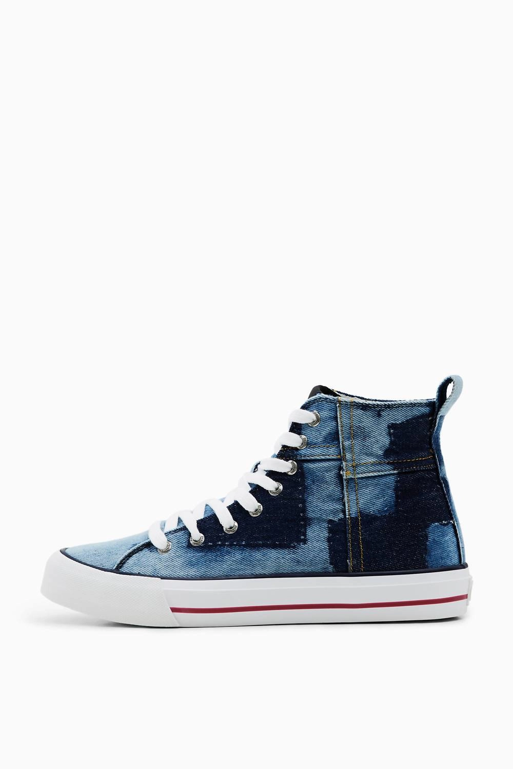 Women's High Top Sneakers In Denim Marathon Mode Workout Routine