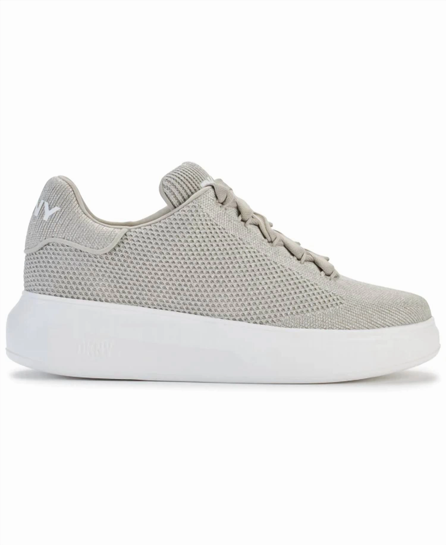 Women's Jewel Knit Lace Up Sneaker In Stone Grey/silver Dynamic Fit System