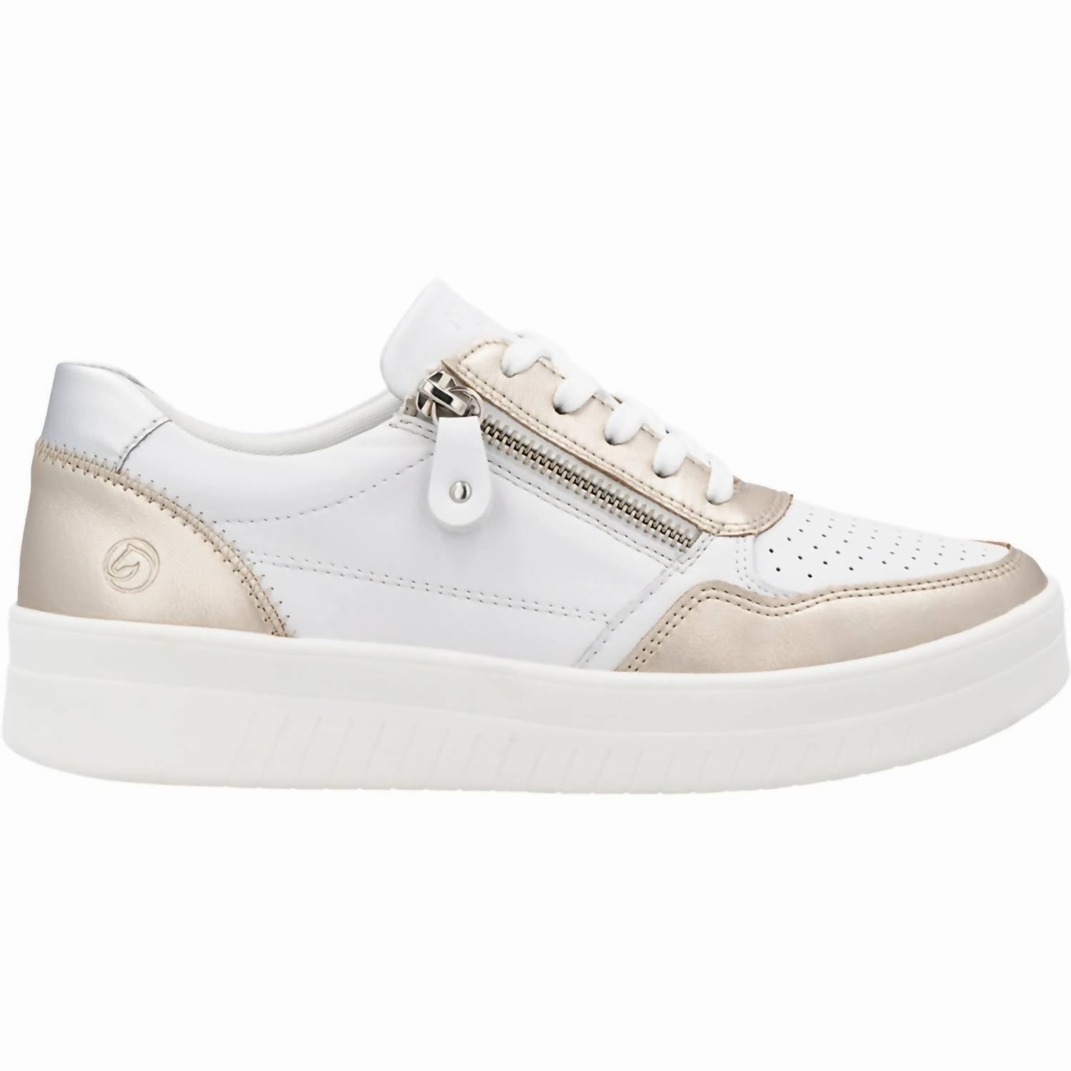 Sidewalk Ready Dynamic response Women's Kendra 01 Leather Sneakers In Pale Gold/weiss/silver