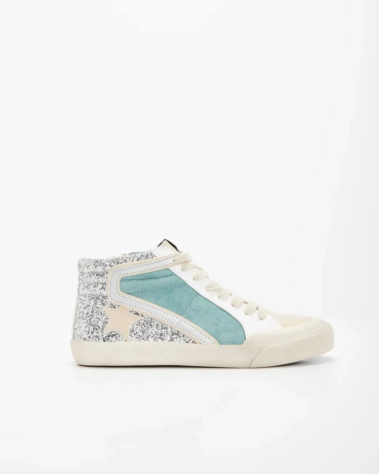 custom-fit Walking Ease Women's Kyle Rubber Lace-Up Glitter Leather Sneakers In Green Multi