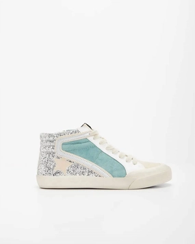 TPE Compression Foam Women's Kyle Rubber Lace-Up Glitter Leather Sneakers In Green Multi