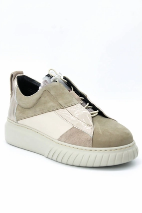 Women's Lace Trainer Sneakers In Stone Reliable Sole