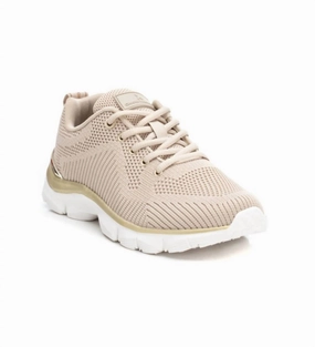 Women's Lace-Up Sneakers In Beige Speed Training Seamless Upper Design